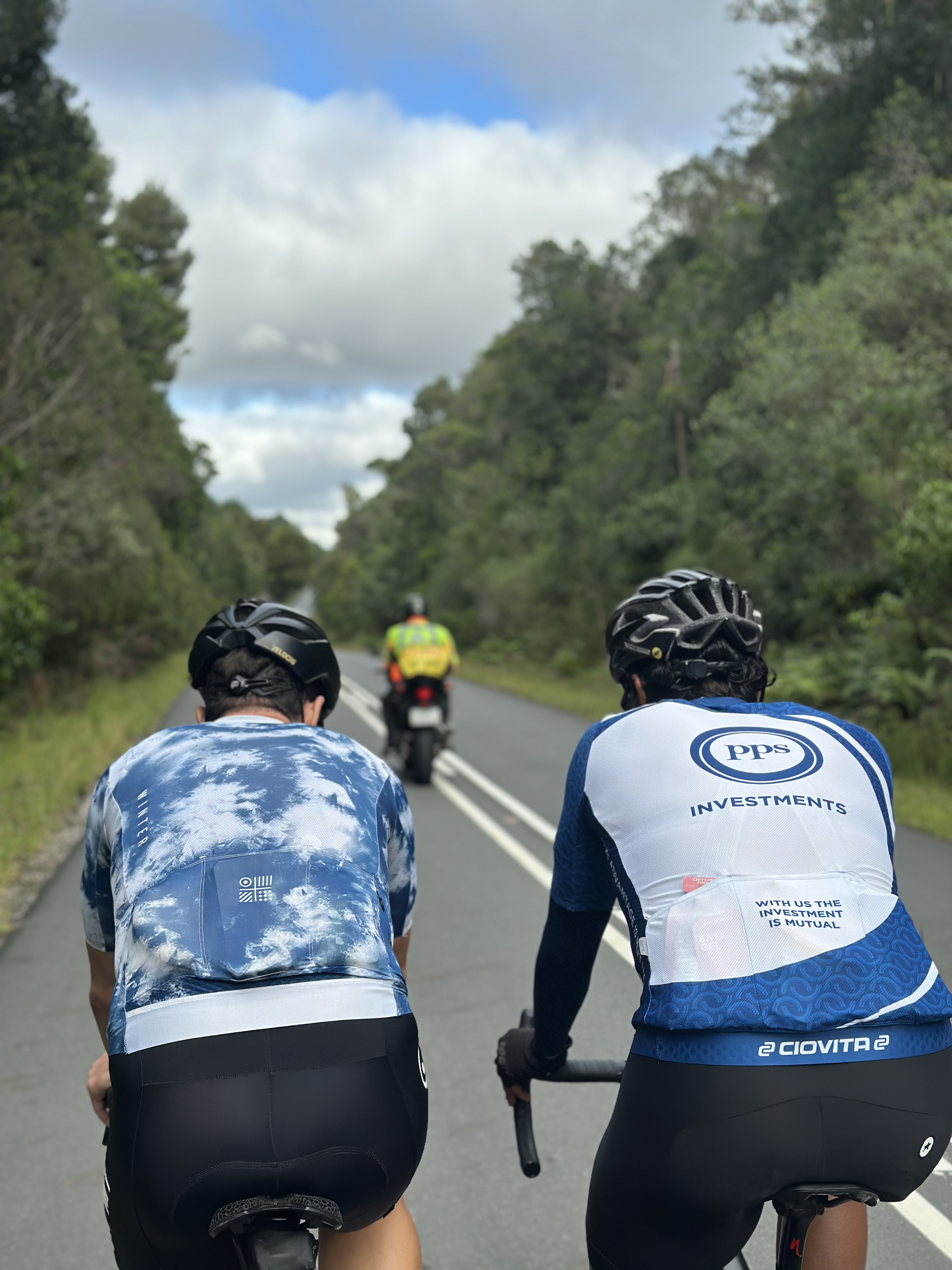 cyclists and marshal 