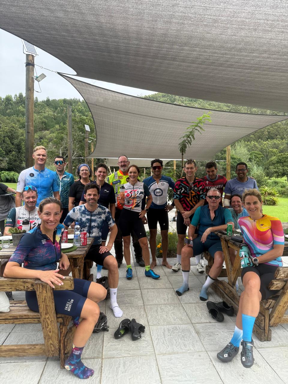 riders at lunch stop